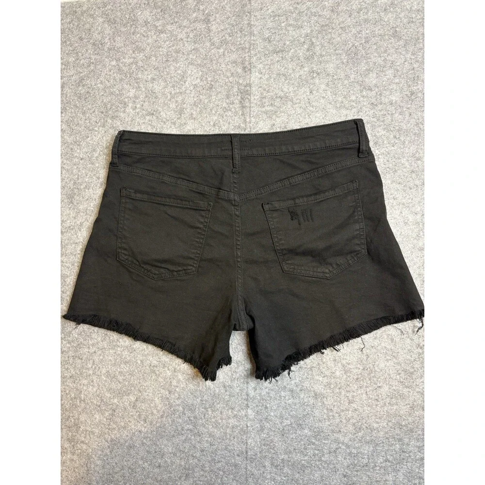 KUT from the Kloth Jane Long Short High Rise Cut Off Denim Shorts Black Size 8